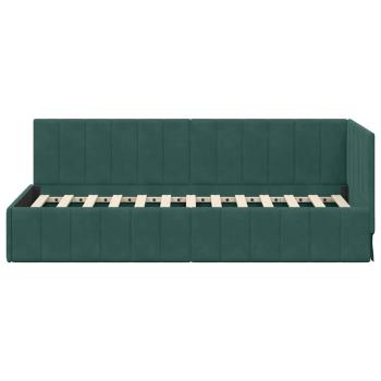 Eckbettgestell mit Kopfteil Dunkelgrün 80 cm x 200 cm Samt
