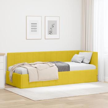 ARDEBO.de - Eckbettgestell mit Kopfteil Gelb 80 cm x 200 cm Samt