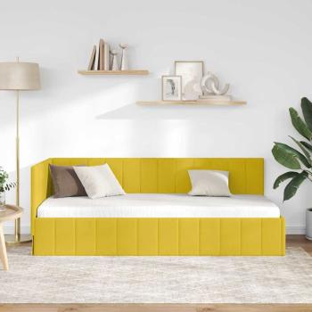 Eckbettgestell mit Kopfteil Gelb 80 cm x 200 cm Samt