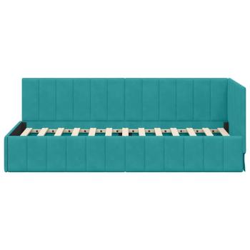 Eckbettgestell mit Kopfteil Türkis 80 cm x 200 cm Samt
