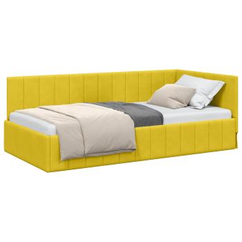 Eckbettgestell mit Kopfteil Gelb 90 cm x 190 cm Samt