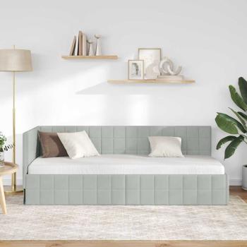 Eckbettgestell mit Kopfteil Hellgrau 80 cm x 200 cm Samt