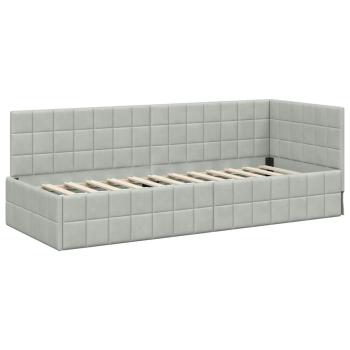 Eckbettgestell mit Kopfteil Hellgrau 80 cm x 200 cm Samt