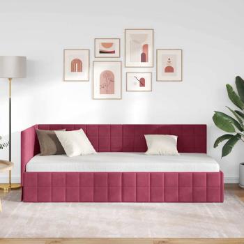 Eckbettgestell mit Kopfteil Weinrot 80 cm x 200 cm Samt