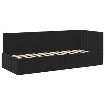 Eckbettgestell mit Kopfteil Schwarz 80 cm x 200 cm Samt