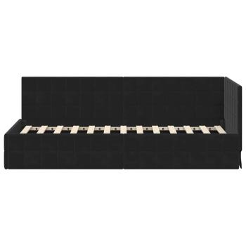 Eckbettgestell mit Kopfteil Schwarz 80 cm x 200 cm Samt