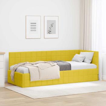 ARDEBO.de - Eckbettgestell mit Kopfteil Gelb 80 cm x 200 cm Samt