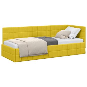 Eckbettgestell mit Kopfteil Gelb 80 cm x 200 cm Samt