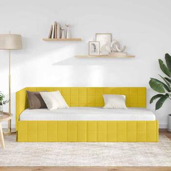 Eckbettgestell mit Kopfteil Gelb 80 cm x 200 cm Samt