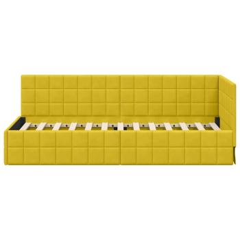 Eckbettgestell mit Kopfteil Gelb 80 cm x 200 cm Samt