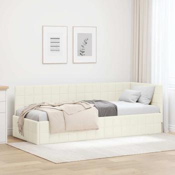 ARDEBO.de - Eckbettgestell mit Kopfteil Creme 80 cm x 200 cm Samt