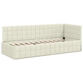 Eckbettgestell mit Kopfteil Creme 80 cm x 200 cm Samt