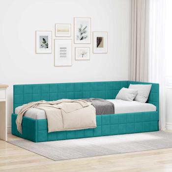 ARDEBO.de - Eckbettgestell Türkis 80 x 200 cm Samt