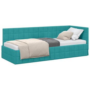 Eckbettgestell Türkis 80 x 200 cm Samt
