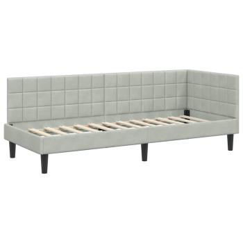 Eckbettgestell mit Kopfteil Hellgrau 80 cm x 200 cm Samt