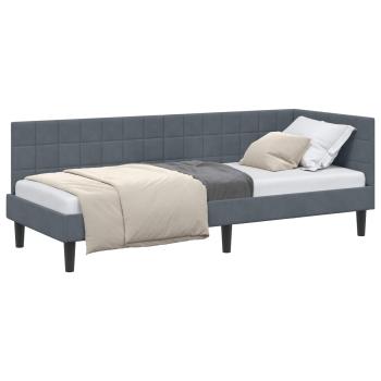 Eckbettgestell mit Kopfteil Dunkelgrau 80 cm x 200 cm Samt