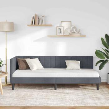 Eckbettgestell mit Kopfteil Dunkelgrau 80 cm x 200 cm Samt