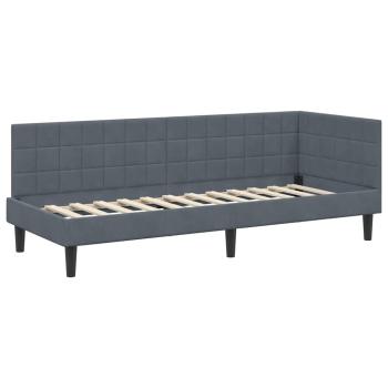 Eckbettgestell mit Kopfteil Dunkelgrau 80 cm x 200 cm Samt