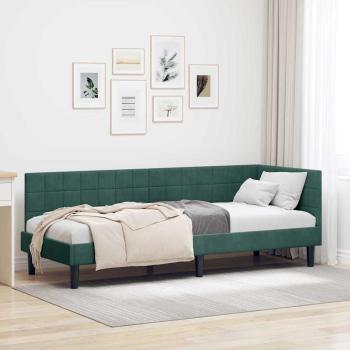 ARDEBO.de - Eckbettgestell mit Kopfteil Dunkelgrün 80 cm x 200 cm Samt