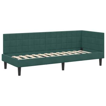Eckbettgestell mit Kopfteil Dunkelgrün 80 cm x 200 cm Samt
