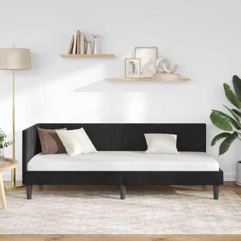 Eckbettgestell mit Kopfteil Schwarz 80 cm x 200 cm Samt
