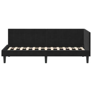 Eckbettgestell mit Kopfteil Schwarz 80 cm x 200 cm Samt