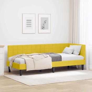 ARDEBO.de - Eckbettgestell mit Kopfteil Gelb 80 cm x 200 cm Samt