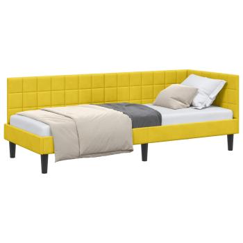 Eckbettgestell mit Kopfteil Gelb 80 cm x 200 cm Samt