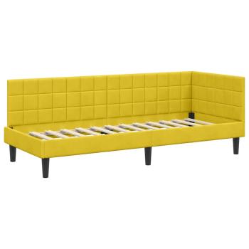 Eckbettgestell mit Kopfteil Gelb 80 cm x 200 cm Samt