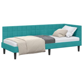 Eckbettgestell mit Kopfteil Türkis 80 cm x 200 cm Samt