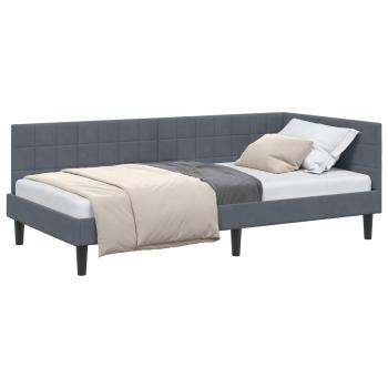 Eckbettgestell mit Kopfteil Dunkelgrau 90 cm x 190 cm Samt
