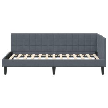 Eckbettgestell mit Kopfteil Dunkelgrau 90 cm x 190 cm Samt
