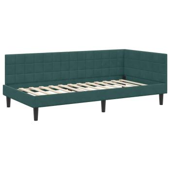 Eckbettgestell mit Kopfteil Dunkelgrün 90 cm x 190 cm Samt