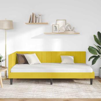 Eckbettgestell mit Kopfteil Gelb 90 cm x 190 cm Samt