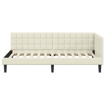 Eckbettgestell mit Kopfteil Creme 90 cm x 190 cm Samt