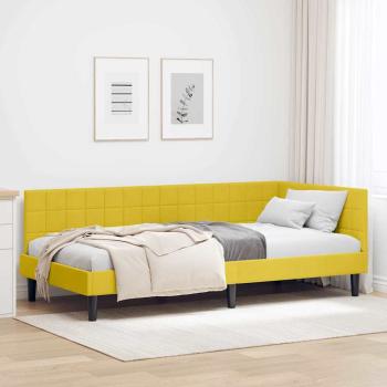 ARDEBO.de - Eckbettgestell mit Kopfteil Gelb 90 cm x 200 cm Samt