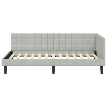 Eckbettgestell mit Kopfteil Hellgrau 100 cm x 200 cm Samt