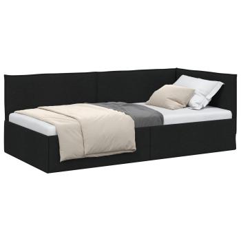 Eckbettgestell mit Kopfteil Schwarz 80 x 200 cm Stoff