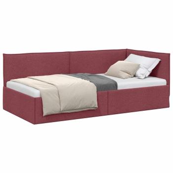 Eckbettgestell mit Kopfteil Weinrot 90 x 190 cm Stoff