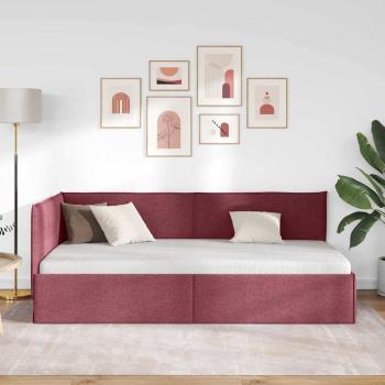Eckbettgestell mit Kopfteil Weinrot 90 x 190 cm Stoff