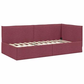 Eckbettgestell mit Kopfteil Weinrot 90 x 190 cm Stoff
