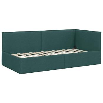 Eckbettgestell mit Kopfteil Dunkelgrün 90 x 190 cm Stoff
