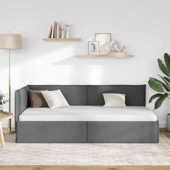 Eckbettgestell mit Kopfteil Dunkelgrau 100 x 200 cm Stoff