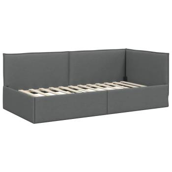 Eckbettgestell mit Kopfteil Dunkelgrau 100 x 200 cm Stoff