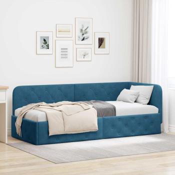 ARDEBO.de - Eckbettgestell Blau 80 x 200 cm Samt