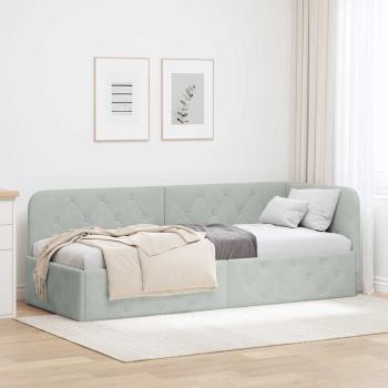 ARDEBO.de - Eckbettgestell Hellgrau 80 x 200 cm Samt