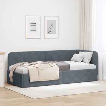 ARDEBO.de - Eckbettgestell Dunkelgrau 80 x 200 cm Samt