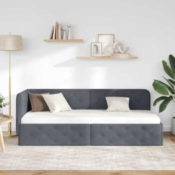 Eckbettgestell Dunkelgrau 80 x 200 cm Samt