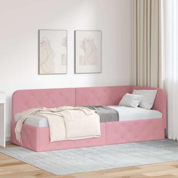 ARDEBO.de - Eckbettgestell Rosa 80 x 200 cm Samt