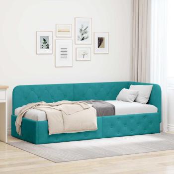 ARDEBO.de - Eckbettgestell Türkis 80 x 200 cm Samt